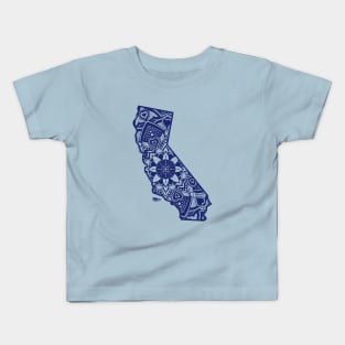 Blue California State Gift Mandala Yoga CA Art Kids T-Shirt